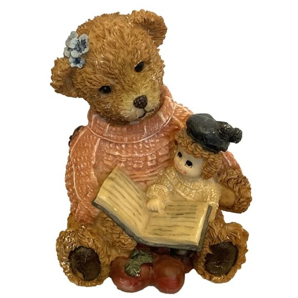Design Impressions Sweater Bears Reading Book Resin Figurine 4" 26920 Figurine - Picture 1 of 12